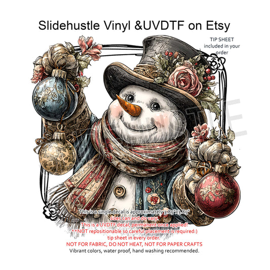 UVDTF Decal, Christmas Snowman, VF731 D19