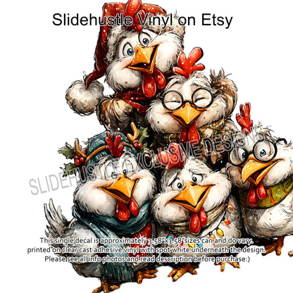 UVDTF Decal, Christmas Chickens, VF731 D36