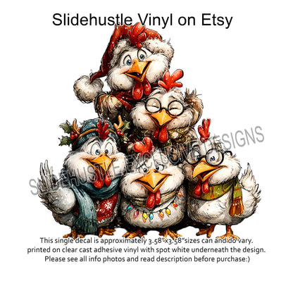 UVDTF Decal, Christmas Chickens, VF731 D36