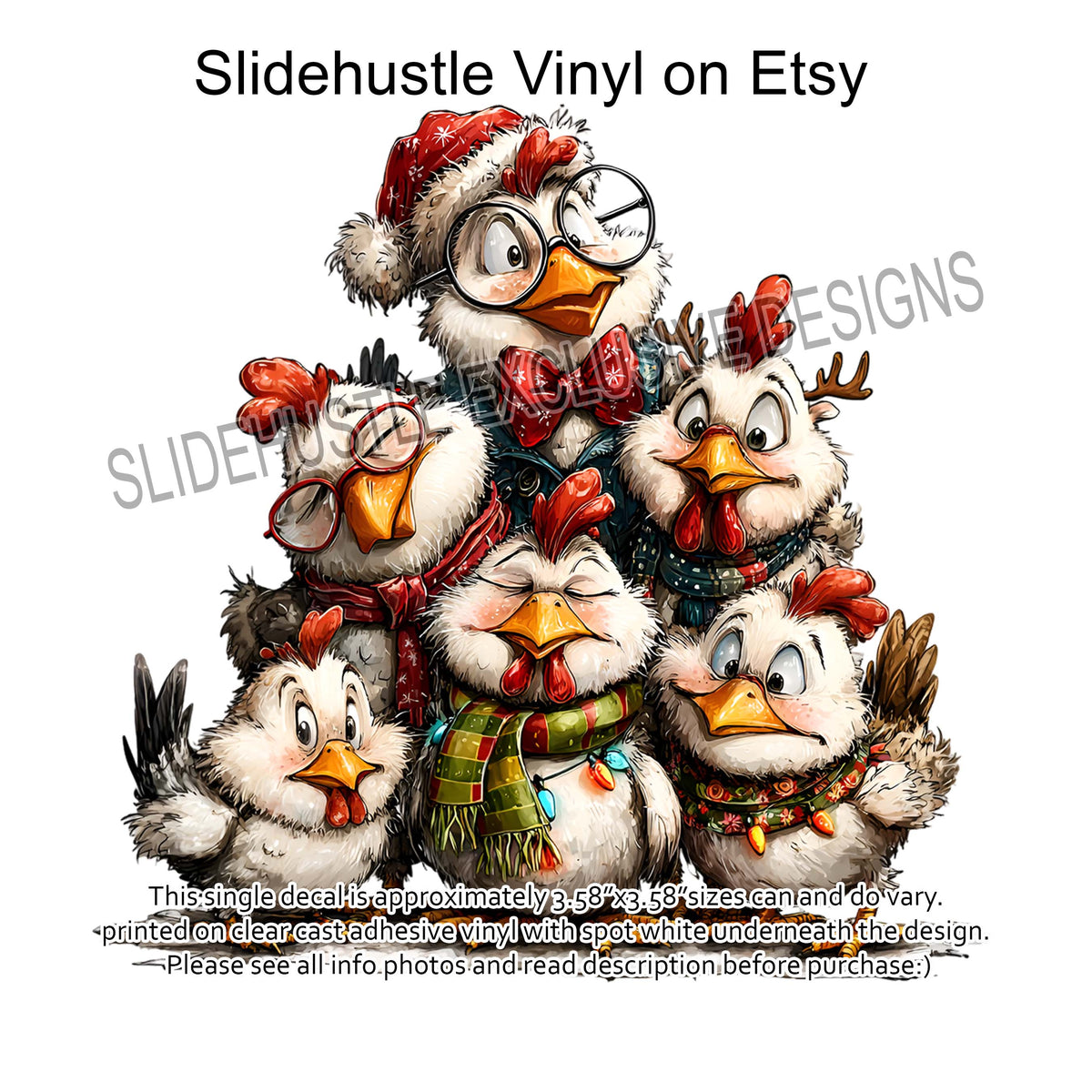 UVDTF Decal, Christmas Chickens, VF731 D37