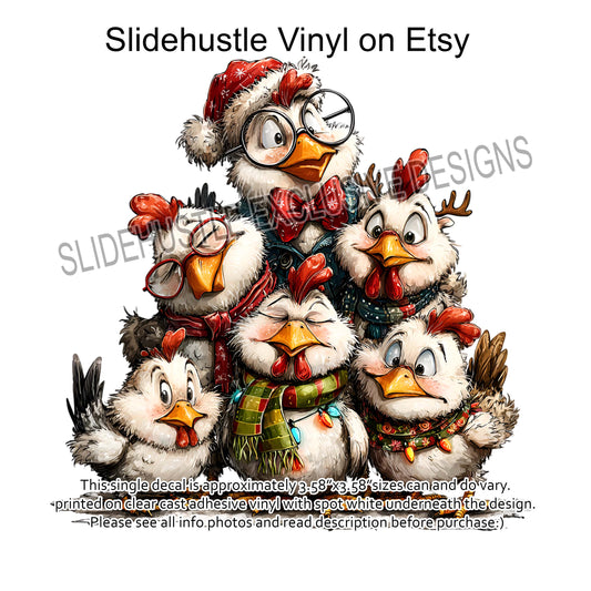 UVDTF Decal, Christmas Chickens, VF731 D37