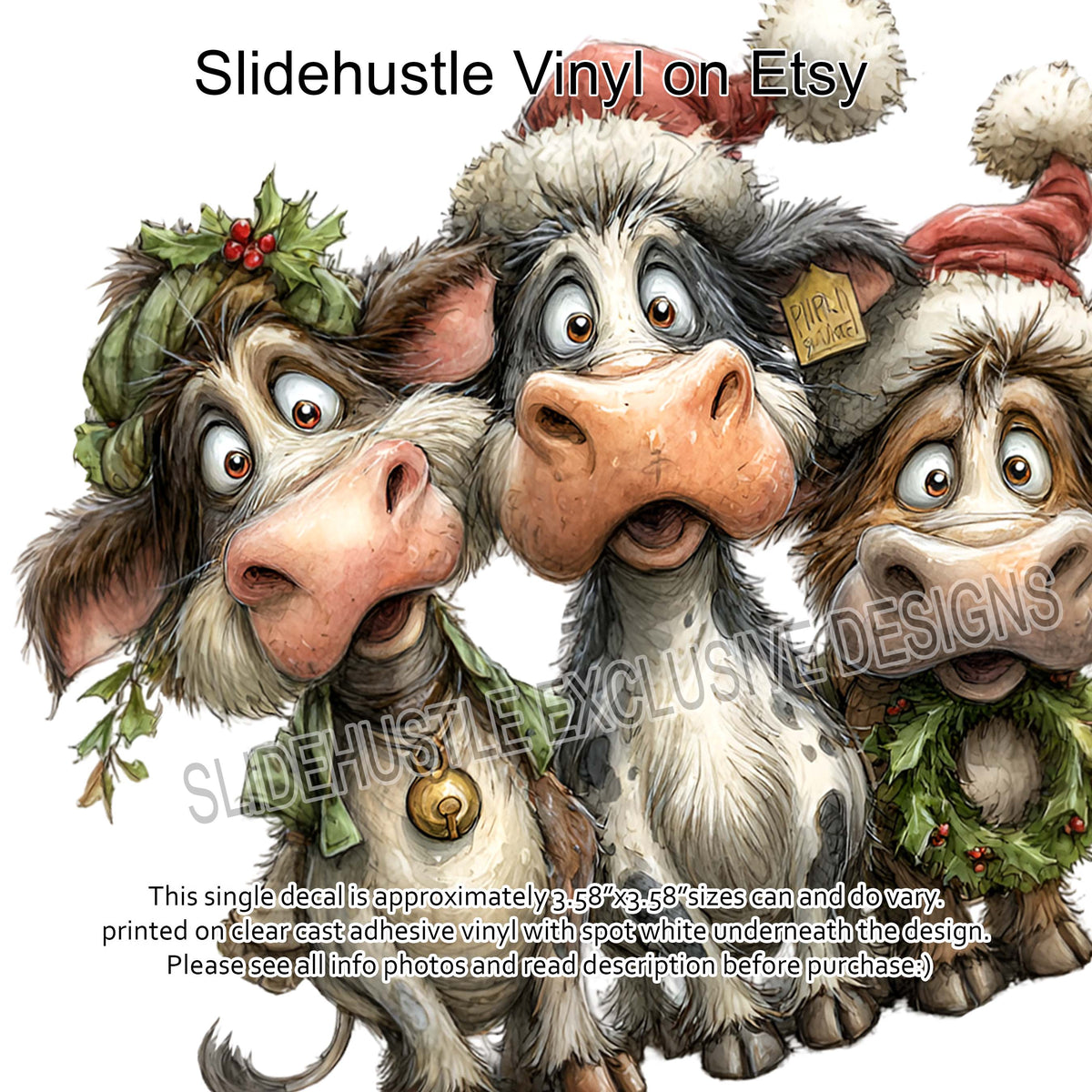 UVDTF Decal, Christmas Cow Trio, VF731 D45