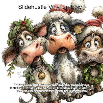 UVDTF Decal, Christmas Cow trio, VF731 D45