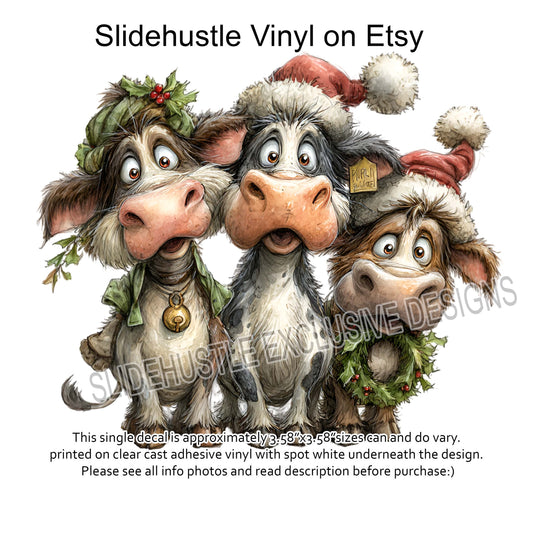 UVDTF Decal, Christmas Cow Trio, VF731 D45