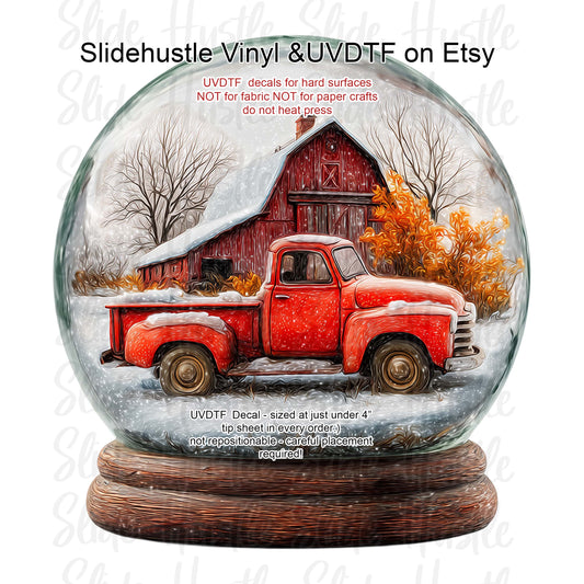 UVDTF Decal, Fall Truck Snow globe, VF731 D46