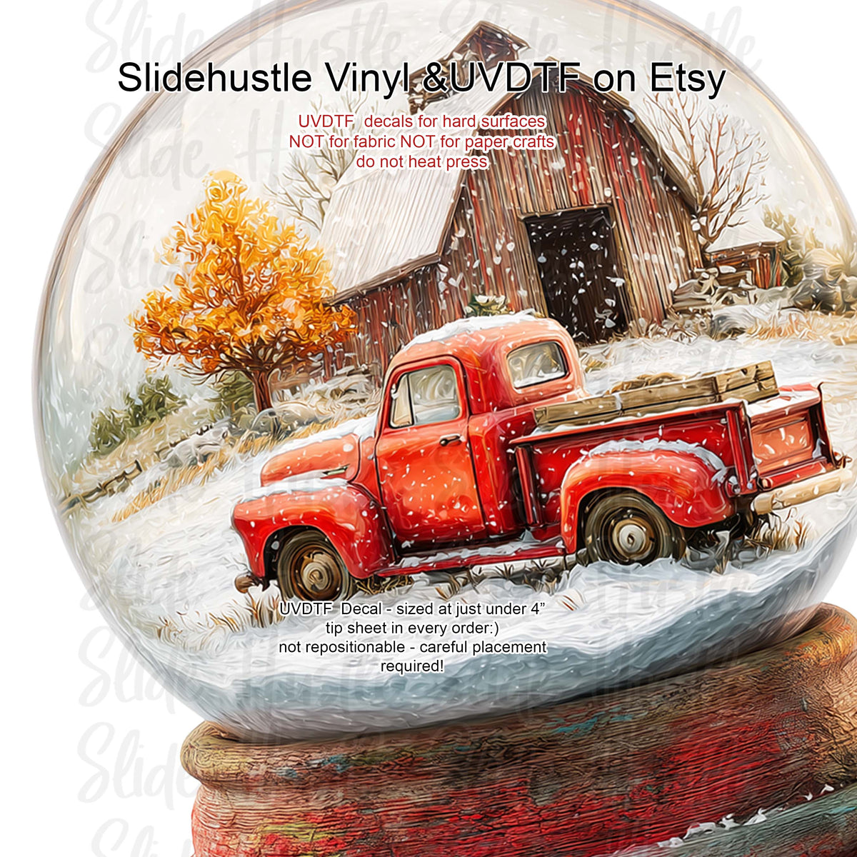 UVDTF Decal, Fall Truck Snow globe, VF731 D47