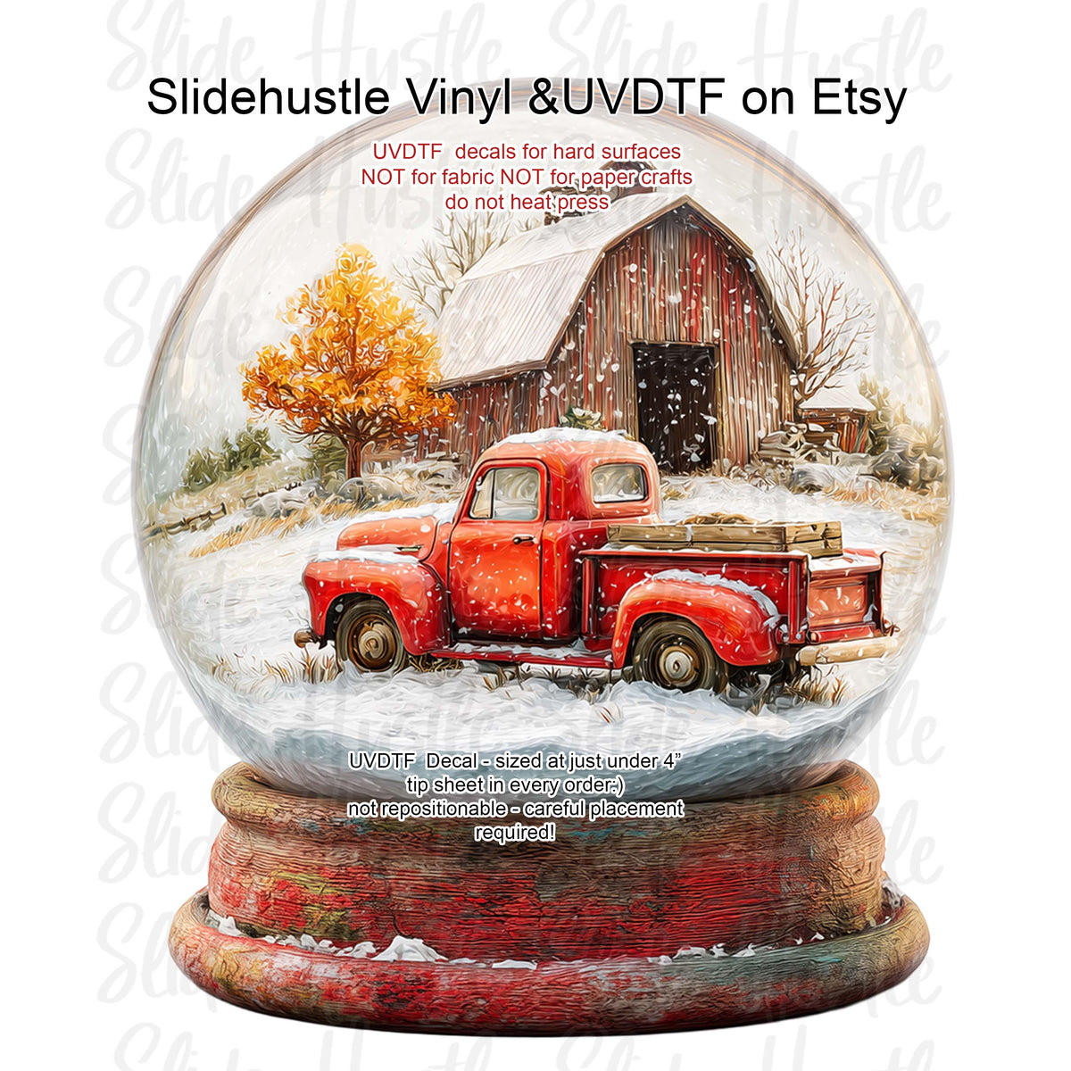 UVDTF Decal, Fall Truck Snow globe, VF731 D47