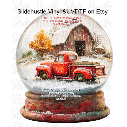 UVDTF Decal, Fall Truck Snow globe, VF731 D47