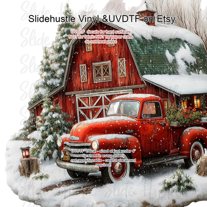 UVDTF Decal, Christmas Tree Farm truck and barn, VF731 D57