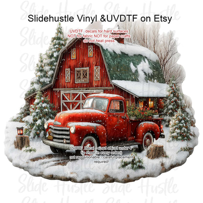 UVDTF Decal, Christmas Tree Farm truck and barn, VF731 D57