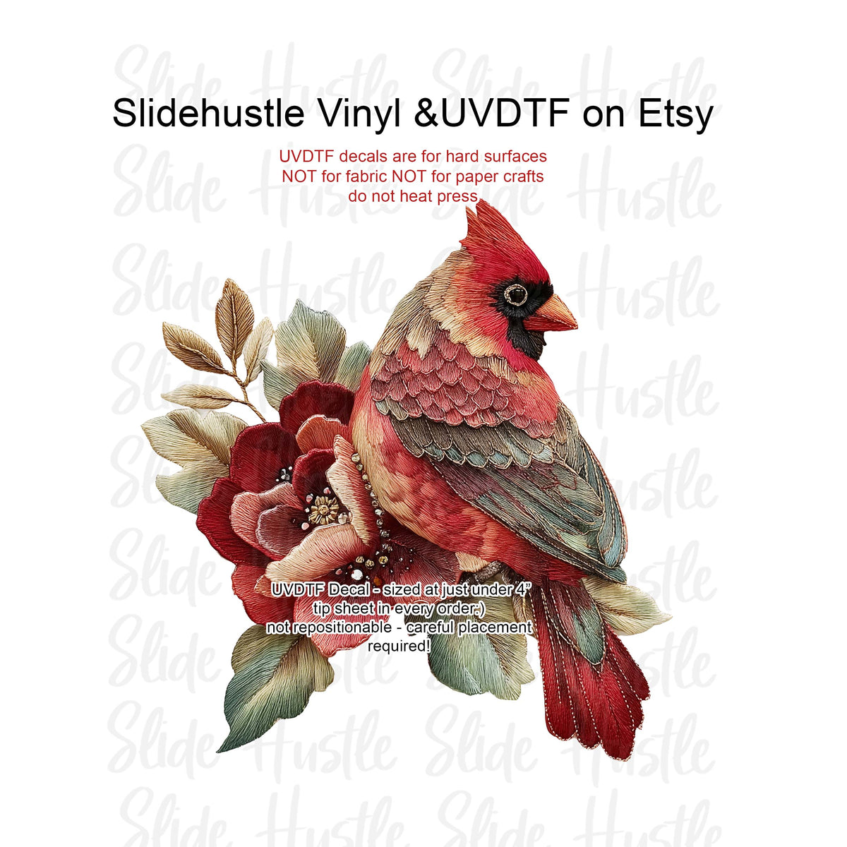 UVDTF Decal, Christmas Cardinal, VF731 D60