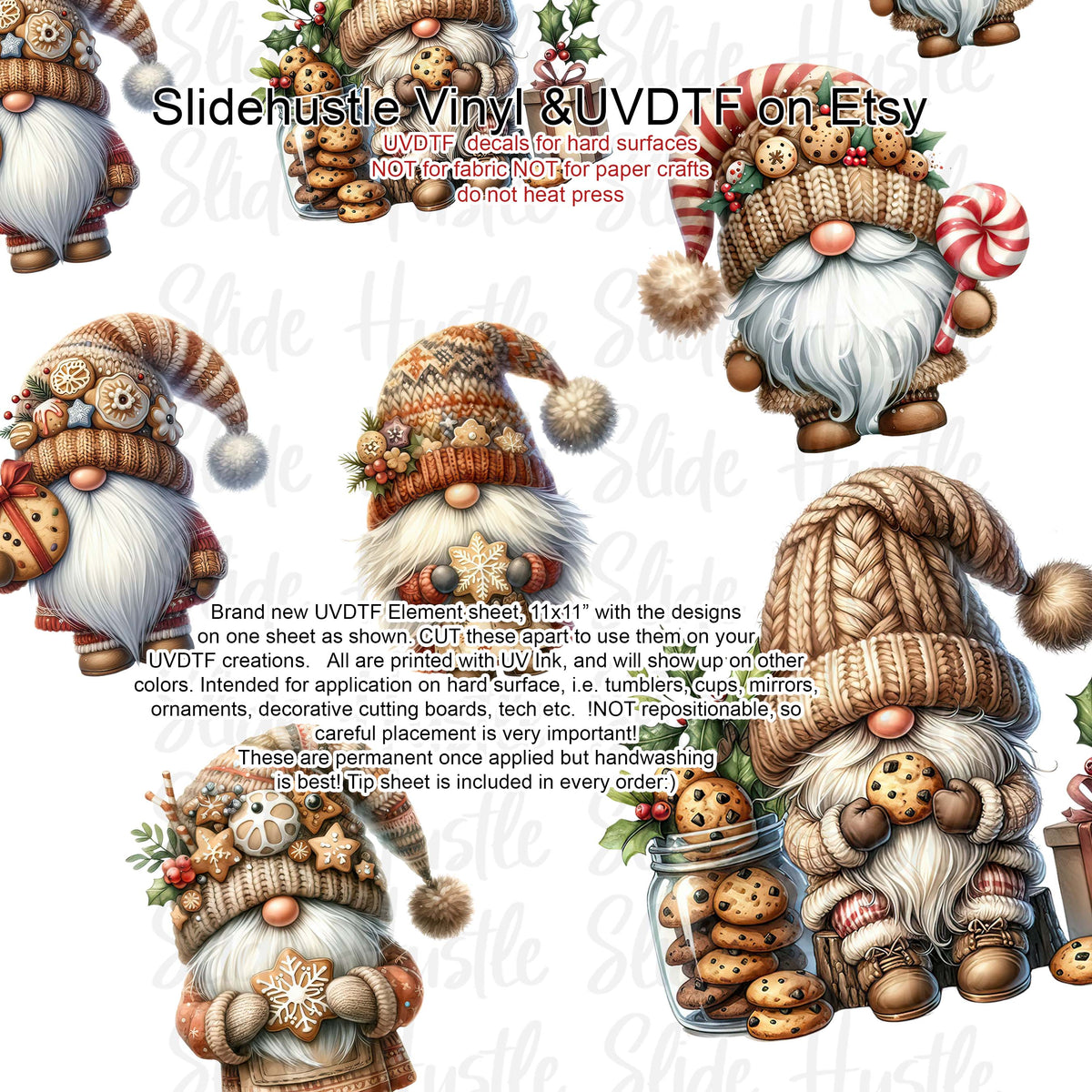 UVDTF Element Sheet, Christmas Gnomes , 11x11", VF731 ES16