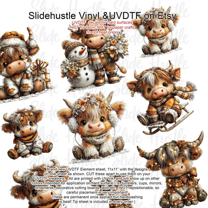 UVDTF Element Sheet, Adorable Christmas Cows , 11x11", VF731 ES18