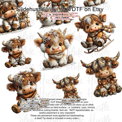 UVDTF Element Sheet, Adorable Christmas Cows , 11x11", VF731 ES18