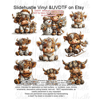 UVDTF Element Sheet, Adorable Christmas Cows , 11x11", VF731 ES18