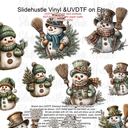 UVDTF Element Sheet, Adorable Christmas Snowmen , 11x11", VF731 ES20
