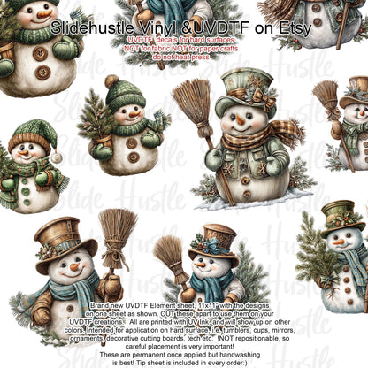 UVDTF Element Sheet, Adorable Christmas Snowmen , 11x11", VF731 ES20
