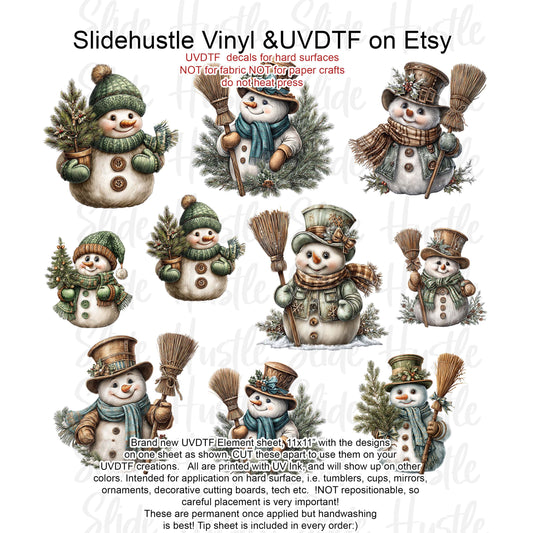 UVDTF Element Sheet, Adorable Christmas Snowmen , 11x11", VF731 ES20