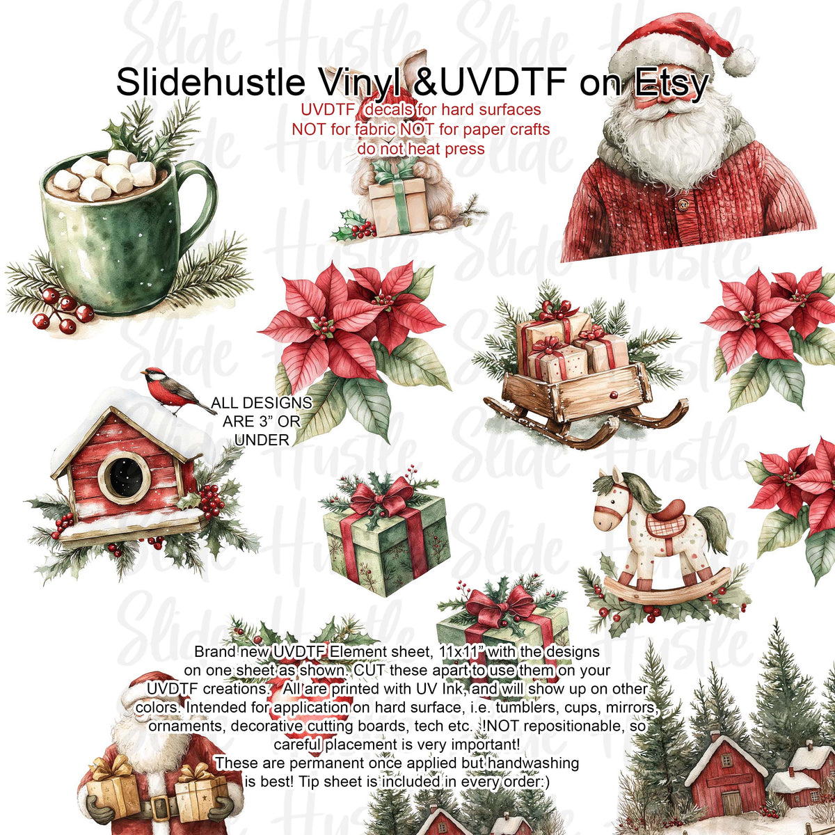 UVDTF Element Sheet, Christmas designs , 11x11", VF731 ES5