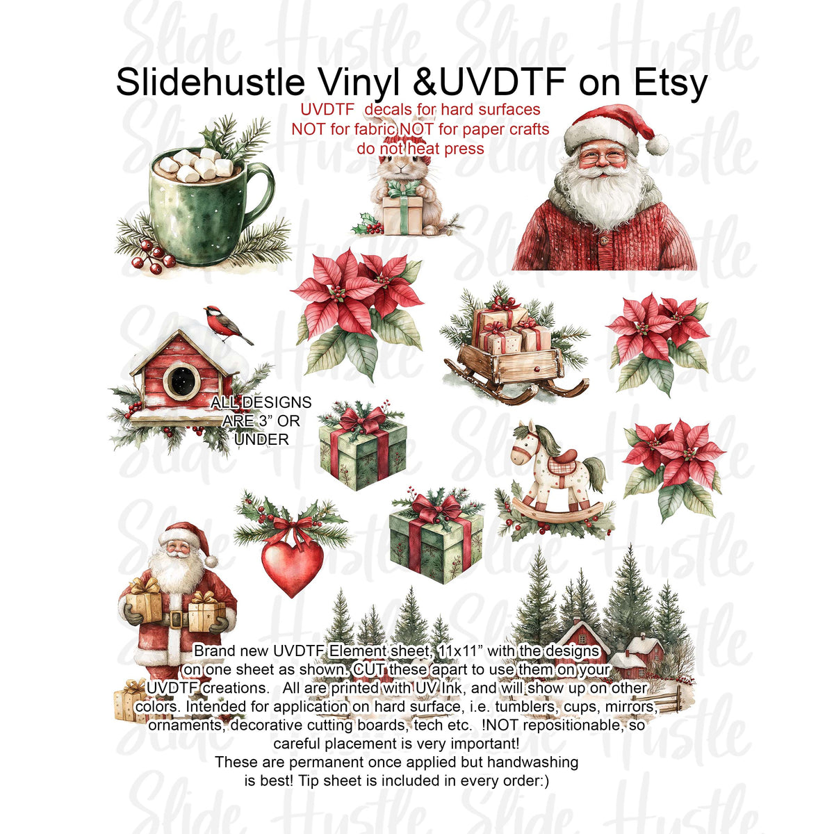 UVDTF Element Sheet, Christmas designs , 11x11", VF731 ES5
