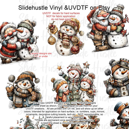 UVDTF Element Sheet, Christmas snowman, Santa , 11x11", VF731 ES7