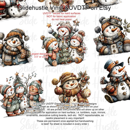 UVDTF Element Sheet, Christmas snowman, Santa , 11x11", VF731 ES7