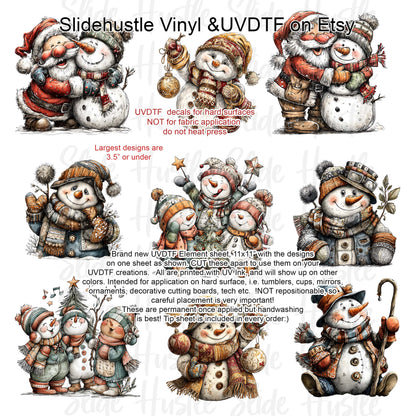 UVDTF Element Sheet, Christmas snowman, Santa , 11x11", VF731 ES7