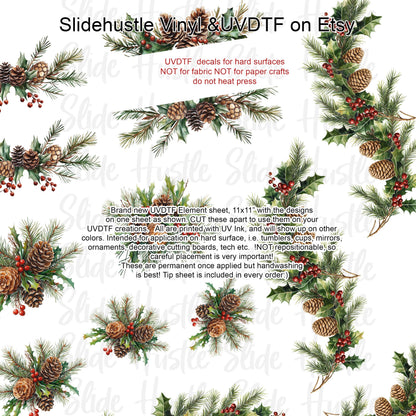 UVDTF Element Sheet, Christmas Greenery , 11x11", VF731 ES8