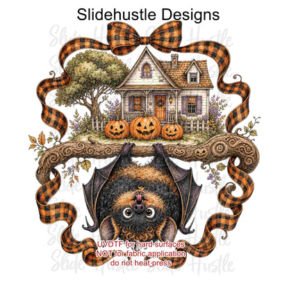Cutting Board design, UVDTF Bat and House, 9", VF904 CB1
