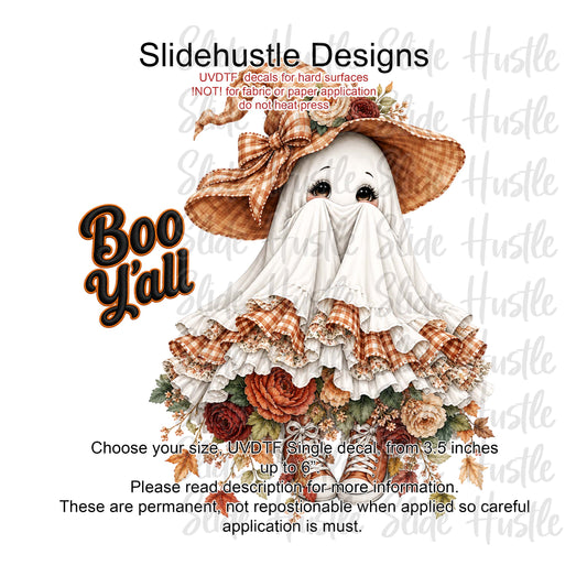 UVDTF Decal, Cute Girl Ghost, Boo Y'all, VF904 D10