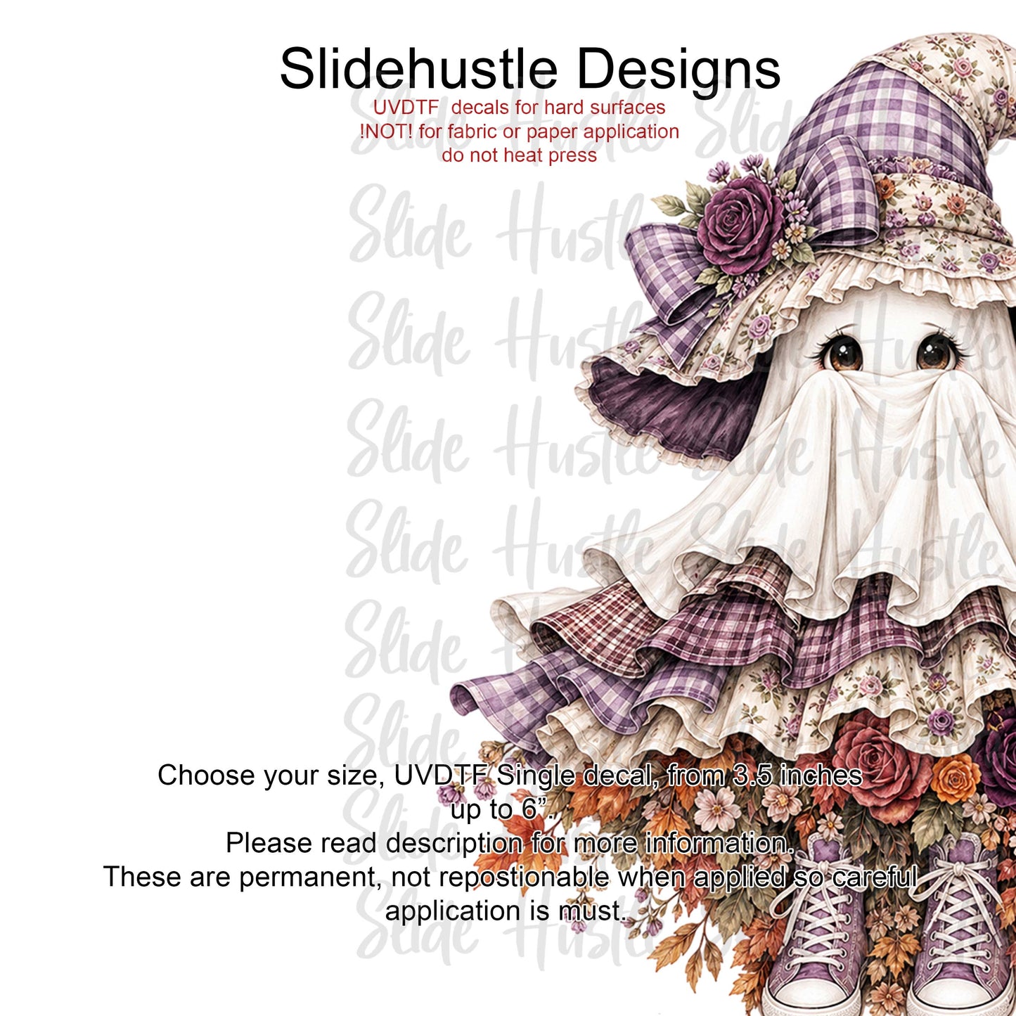 UVDTF Decal, Cute Girl Ghost with Lavender skirt. VF904 D14