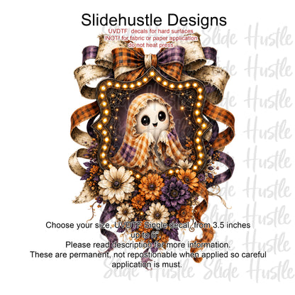 UVDTF Decal, Cute Girl Ghost in Ribbon Marquee. VF904 D15