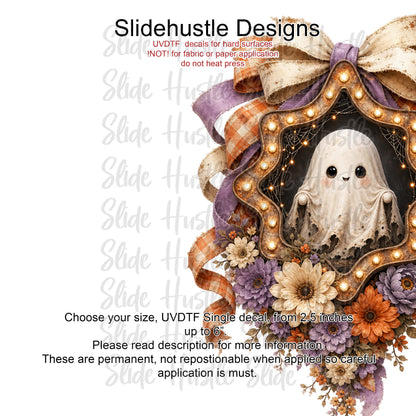 UVDTF Decal, Cute Ghost in Ribbon Marquee. VF904 D16