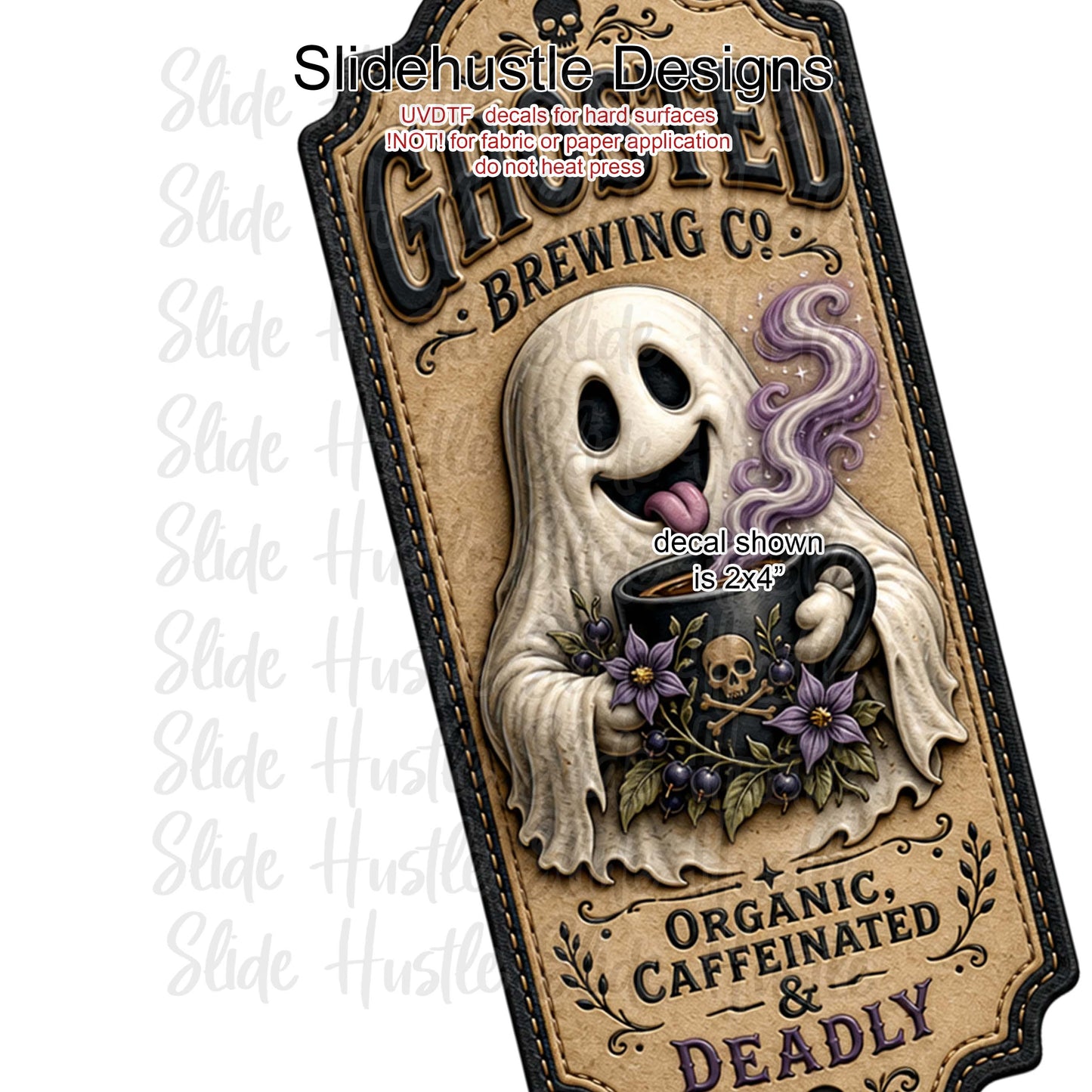 UVDTF Decal, Ghosted Brewing Co. Light Brown Background. VF904 D17