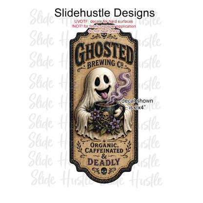 UVDTF Decal, Ghosted Brewing Co. Light Brown Background. VF904 D17