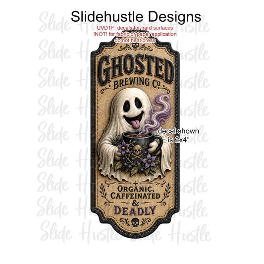 UVDTF Decal, Ghosted Brewing Co. Light Brown Background. VF904 D17
