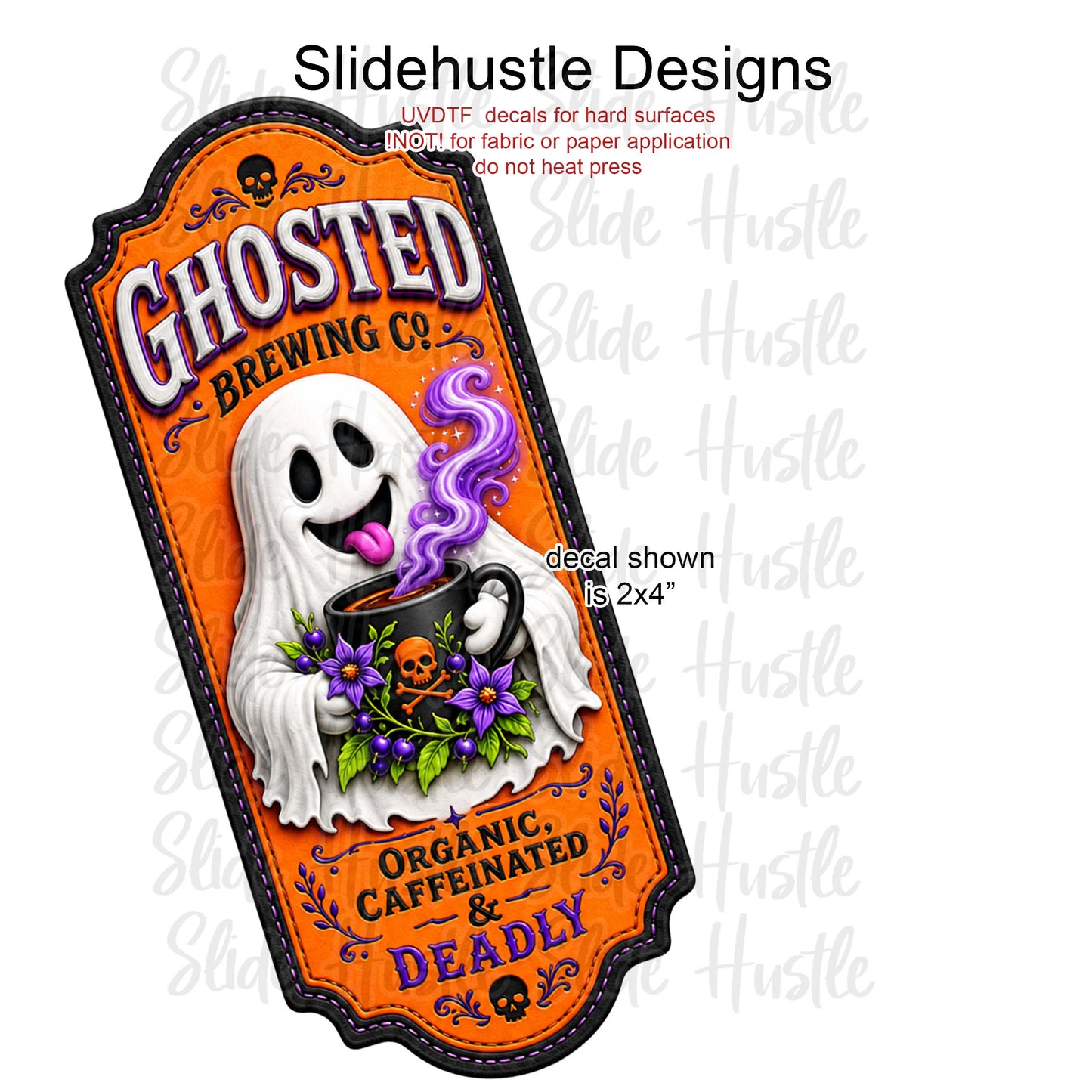 UVDTF Decal, Ghosted Brewing Co. Orange Background. VF904 D18