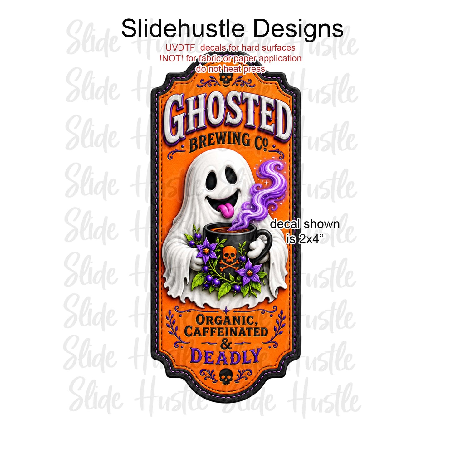 UVDTF Decal, Ghosted Brewing Co. Orange Background. VF904 D18