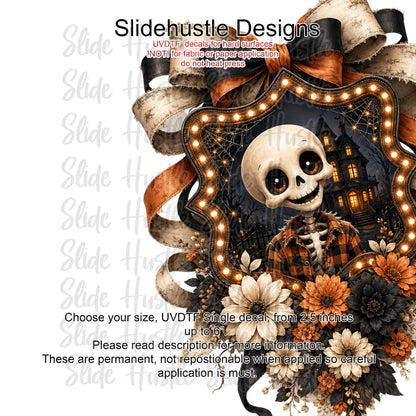 UVDTF Decal, Cute Skeleton in Ribbon Marquee. VF904 D27