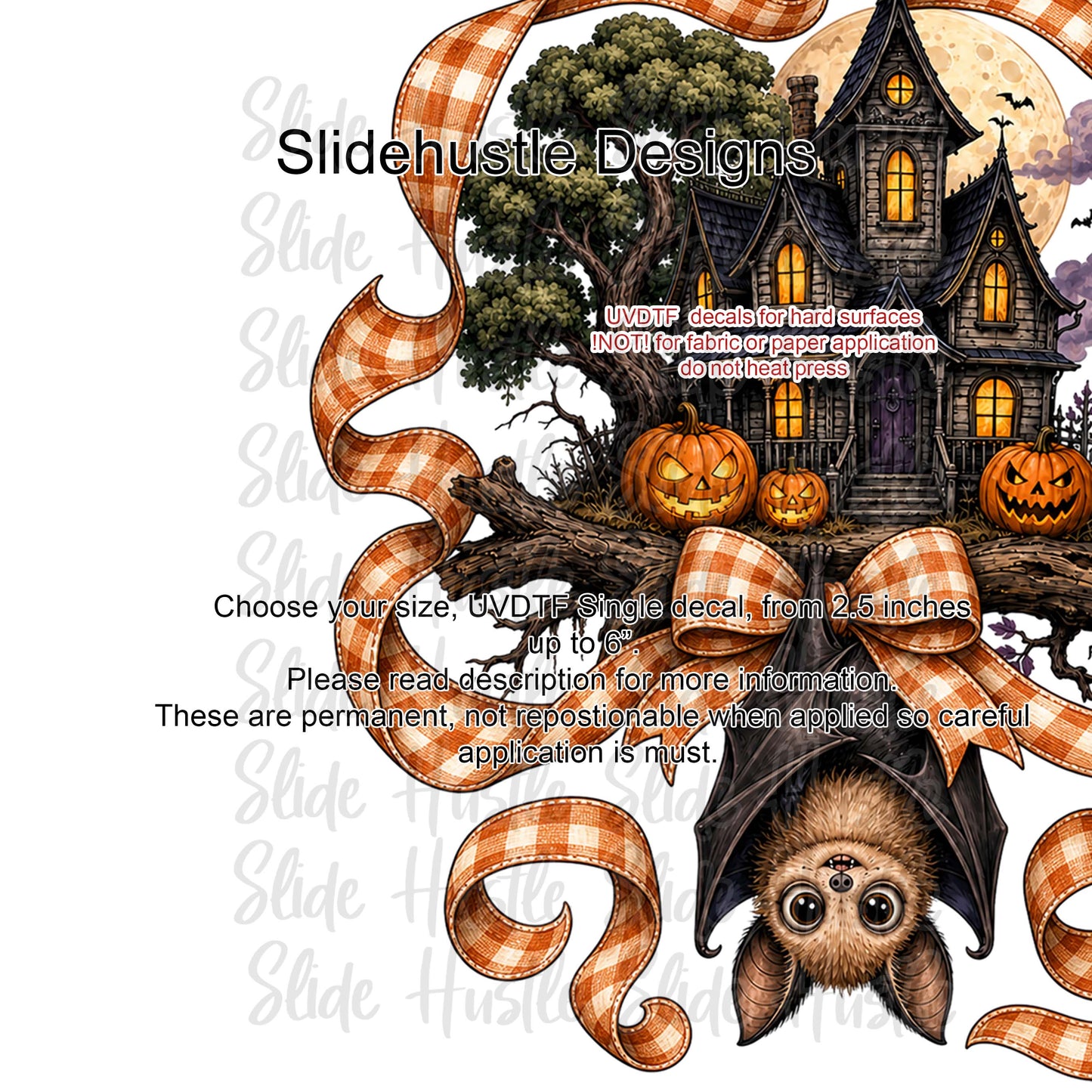 UVDTF Decal, Bat and Haunted House, VF904 D2