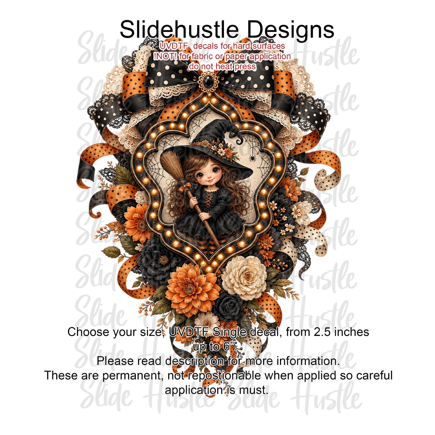 UVDTF Decal, Halloween Gnome in Ribbon Marquee. VF904 D31