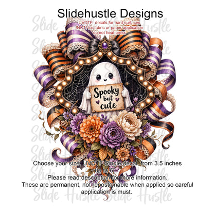 UVDTF Decal, Halloween Ghost in Ribbon Marquee. VF904 D33