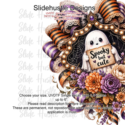 UVDTF Decal, Halloween Ghost in Ribbon Marquee. VF904 D33