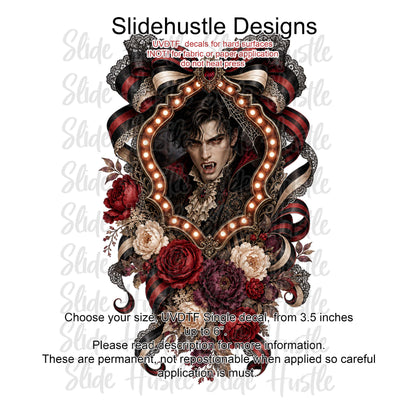 Halloween UVDTF Decal, Vampire in Ribbon Marquee. VF904 D34