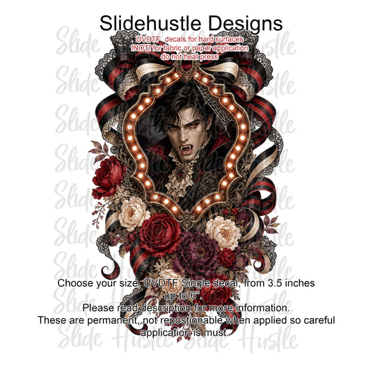 Halloween UVDTF Decal, Vampire in Ribbon Marquee. VF904 D34