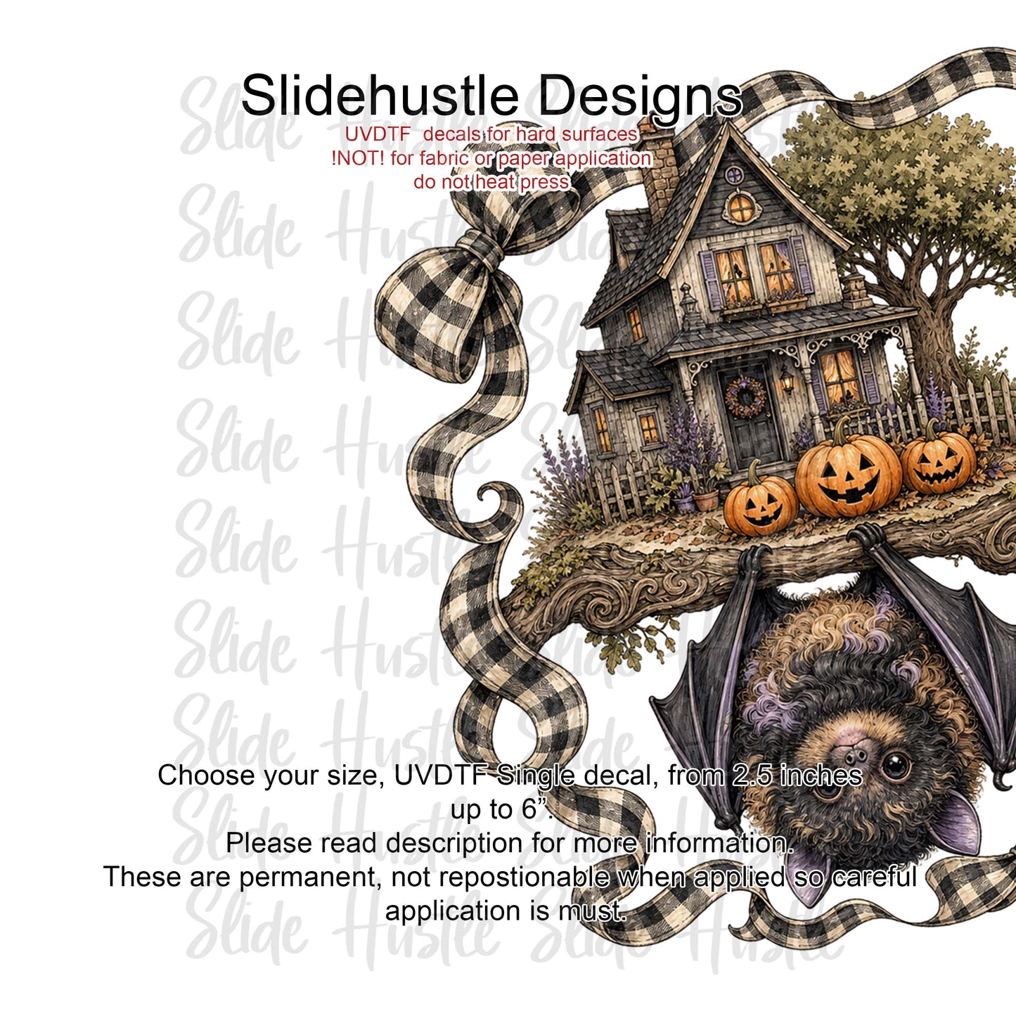 UVDTF Decal, Bat and Haunted House, VF904 D4