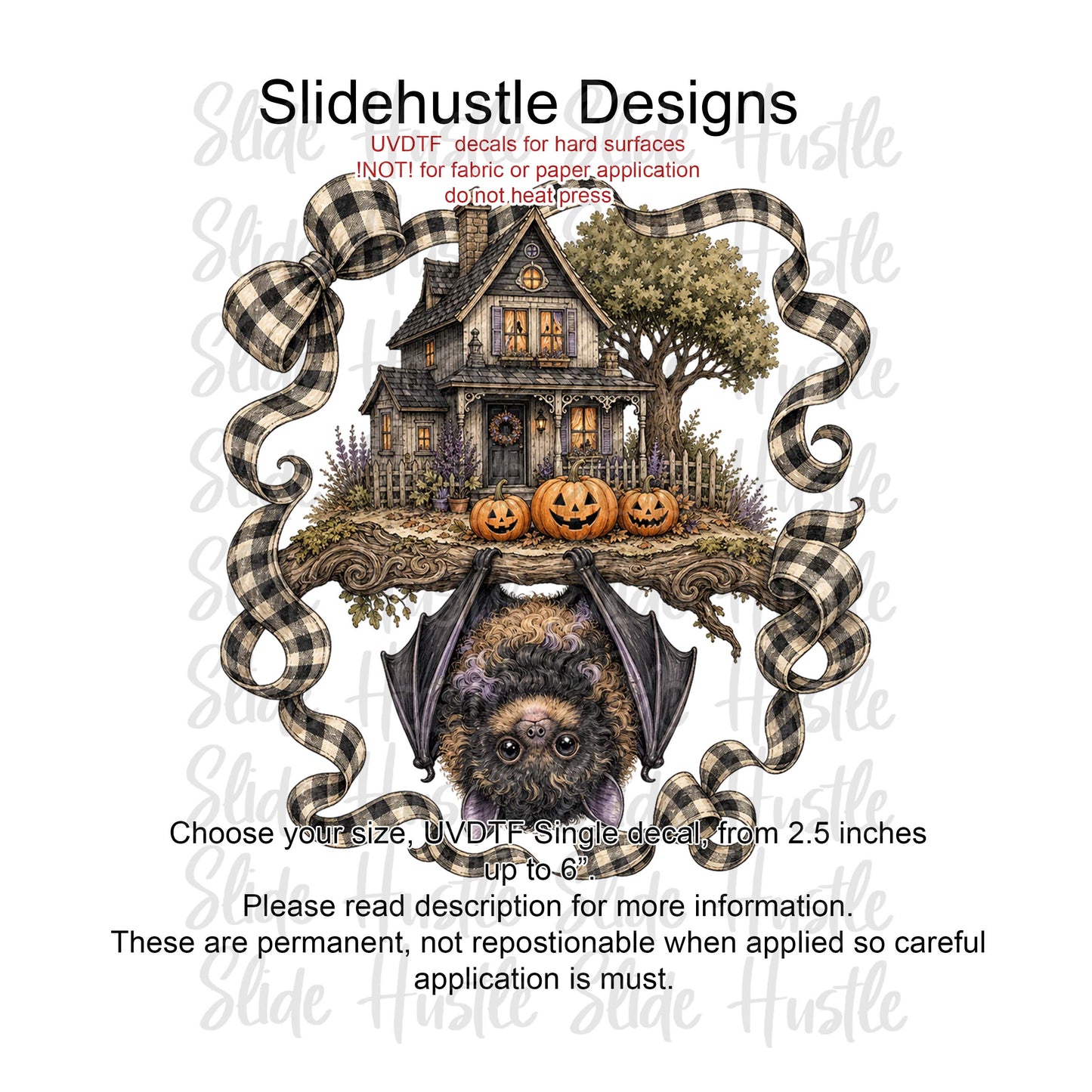 UVDTF Decal, Bat and Haunted House, VF904 D4