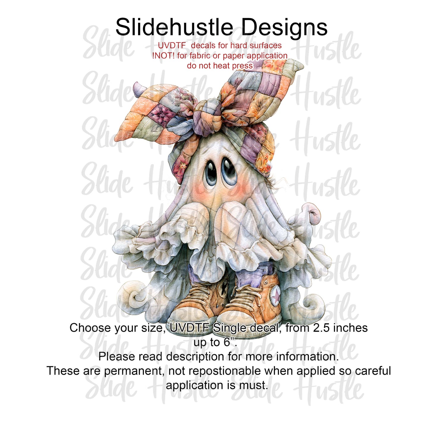 Halloween UVDTF Decal, Bashful ghost, VF904 D47