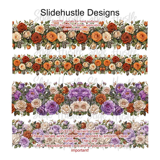 UVDTF Element Sheet, Fall floral borders, 11"x11", VF904 ES10