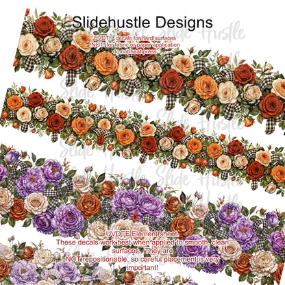 UVDTF Element Sheet, Fall floral borders, 11"x11", VF904 ES10